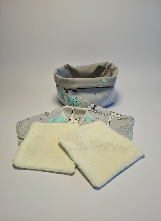 Lingettes bébé lavables avec panier – Fabrication artisanale