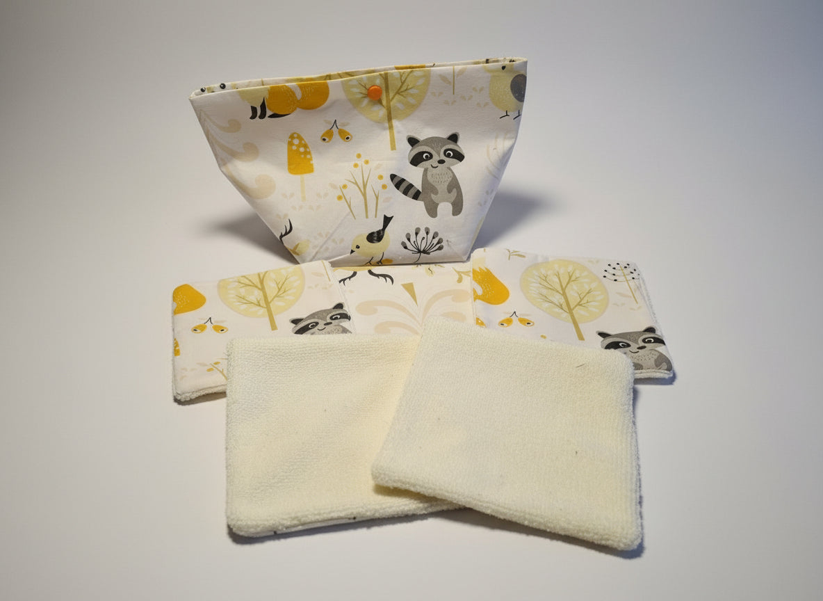 Lingettes bébé lavables avec panier – Fabrication artisanale