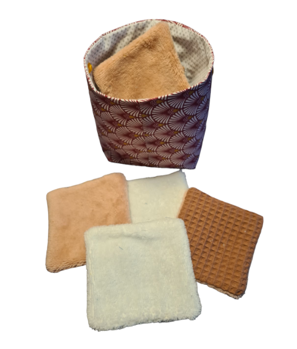 Lingettes démaquillantes lavables avec panier – Fabrication artisanale