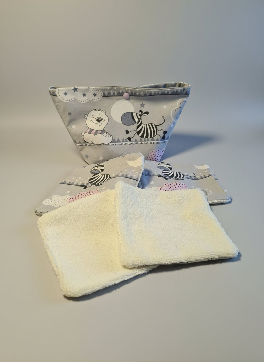 Lingettes bébé lavables avec panier – Fabrication artisanale
